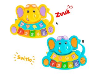 Obrázek z Pianko slon 17cm na baterie se světlem a zvukem 2barvy 12m+ RP: 0,84Kč 